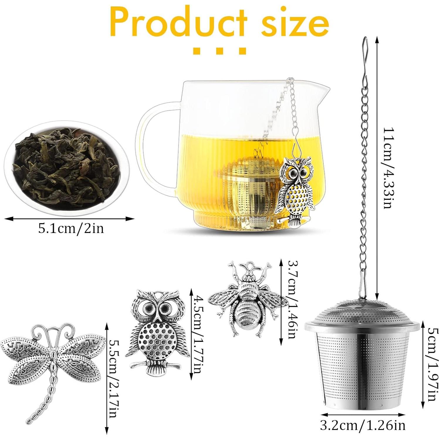 Juego de 3 Infusores de Té Prudiut Acero Inoxidable con Bandejas