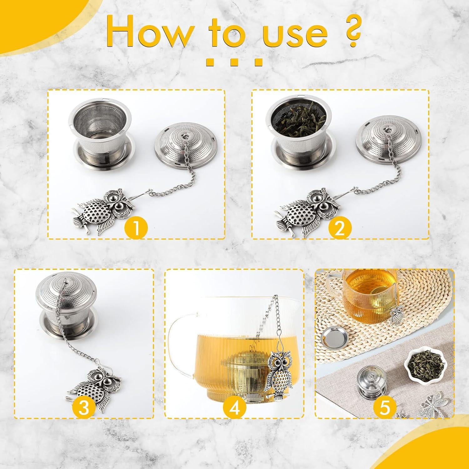 Juego de 3 Infusores de Té Prudiut Acero Inoxidable con Bandejas