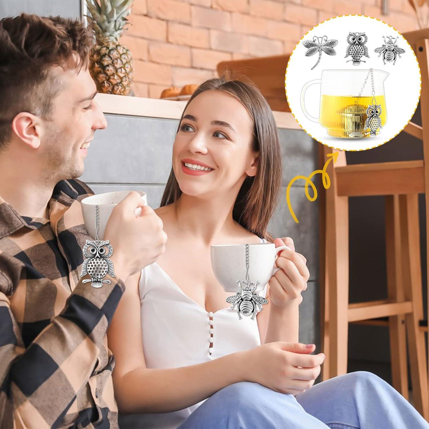 Juego de 3 Infusores de Té Prudiut Acero Inoxidable con Bandejas