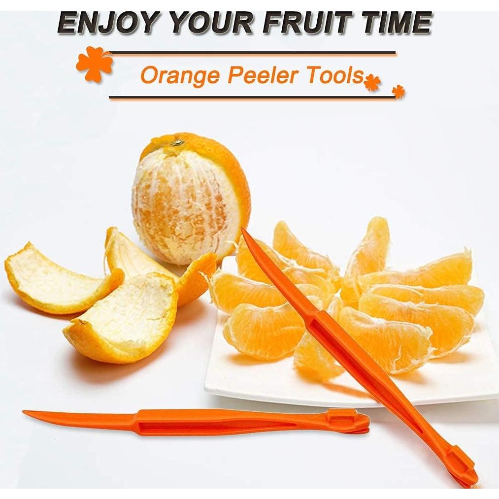 Orange Peeler tools Plastic Orange Peeler Citrus Remover Easy Open Citrus Lemon Citrus Peel Cutter Vegetable Slicer Fruit Tools Kitchen Gadgets (Orange 2 Pack)