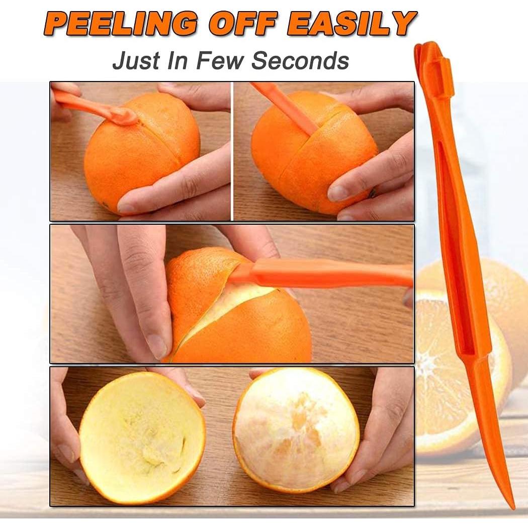 Orange Peeler tools Plastic Orange Peeler Citrus Remover Easy Open Citrus Lemon Citrus Peel Cutter Vegetable Slicer Fruit Tools Kitchen Gadgets (Orange 2 Pack)