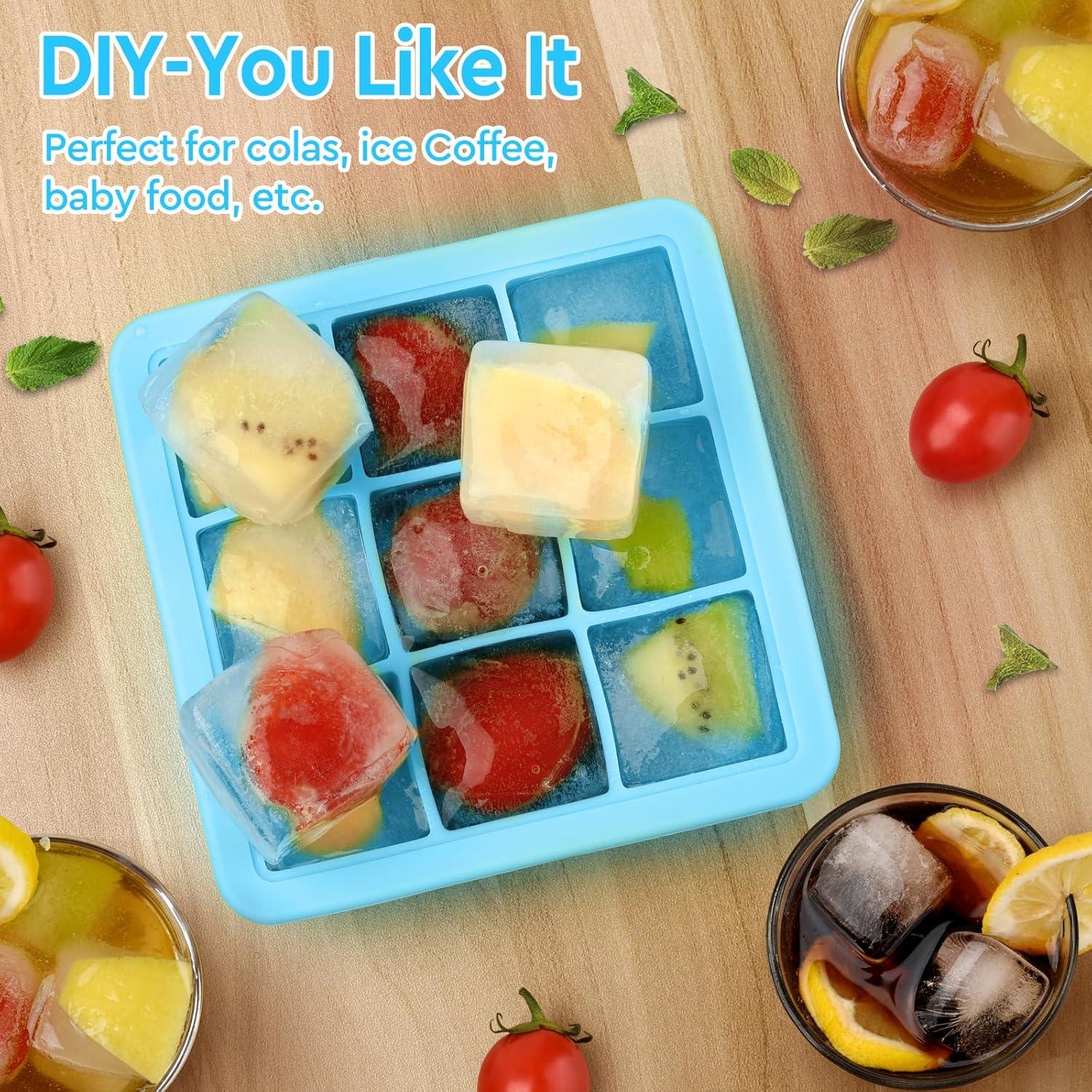 Bandeja de Hielo de Silicona Aibirui con Tapa 13.5x13.5 cm