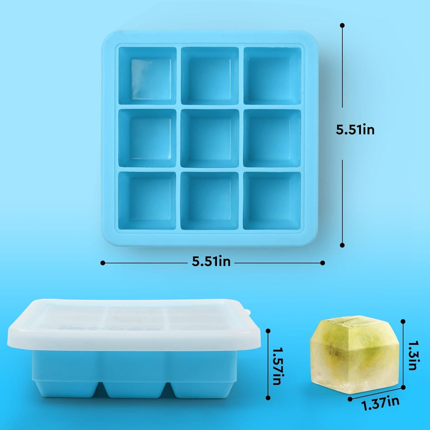 Bandeja de Hielo de Silicona Aibirui con Tapa 13.5x13.5 cm