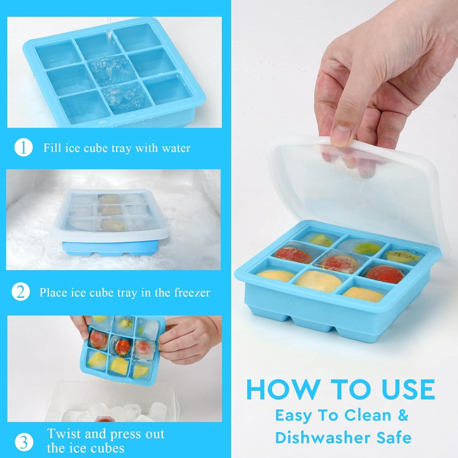 Bandeja de Hielo de Silicona Aibirui con Tapa 13.5x13.5 cm