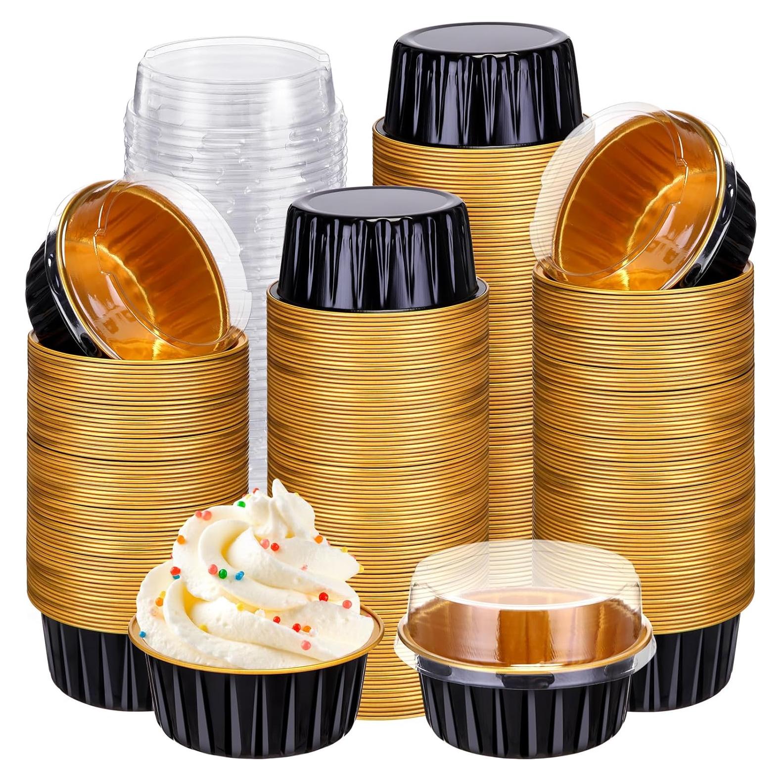 Gejoy 400 Tazas de Hornear de Aluminio 125 ml con Tapas