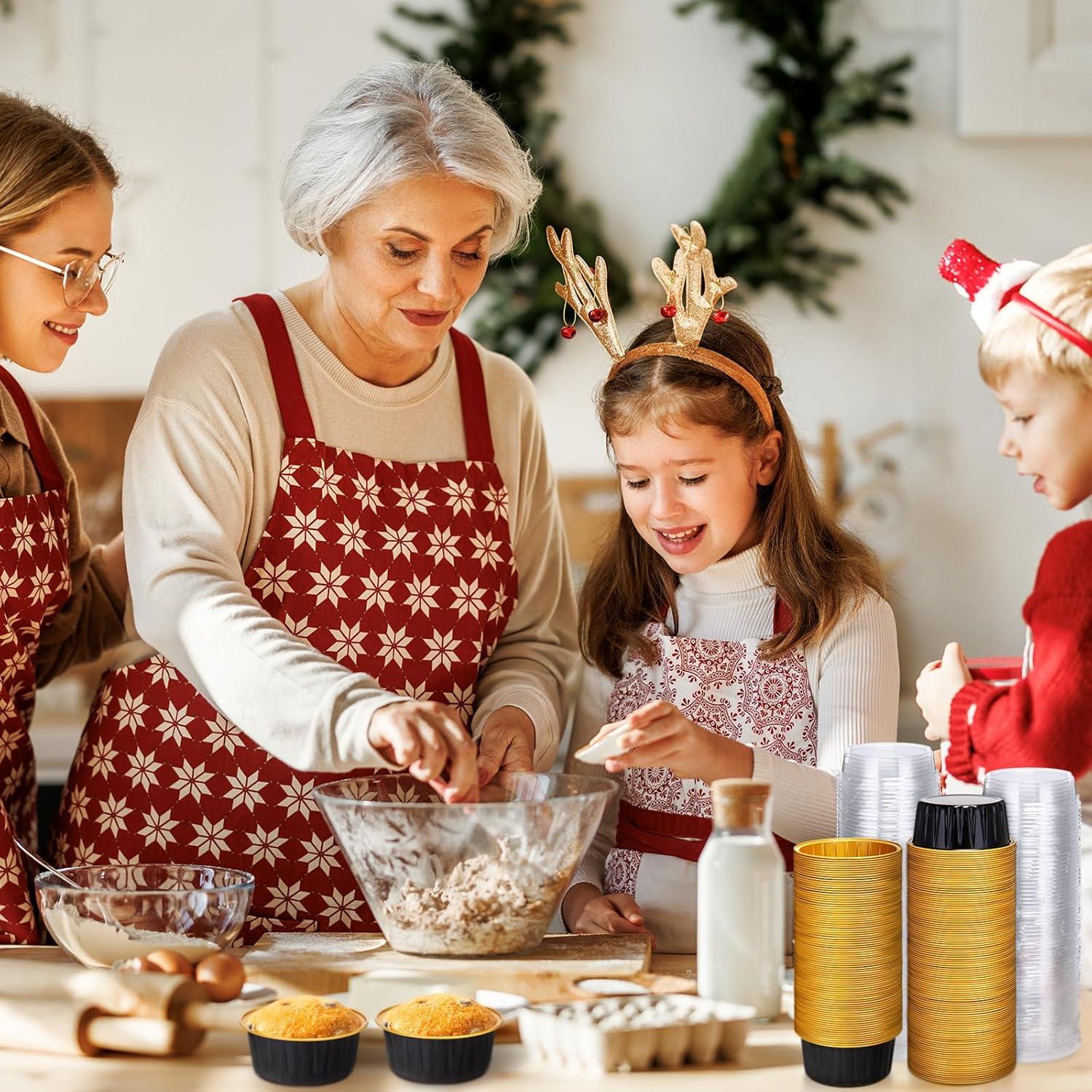 Gejoy 400 Tazas de Hornear de Aluminio 125 ml con Tapas