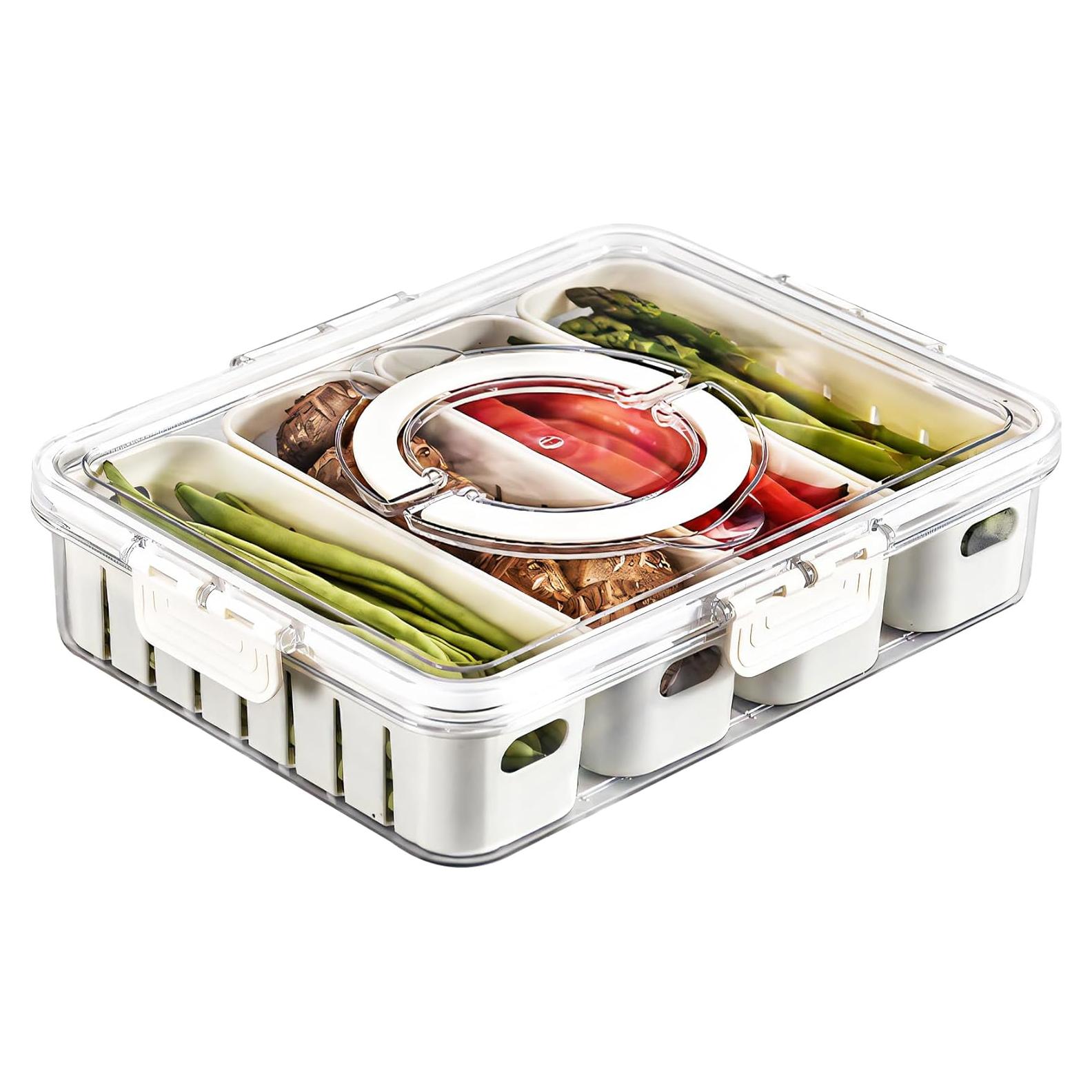 Bandeja de Verduras Eanpet con Tapa y 4 Compartimentos