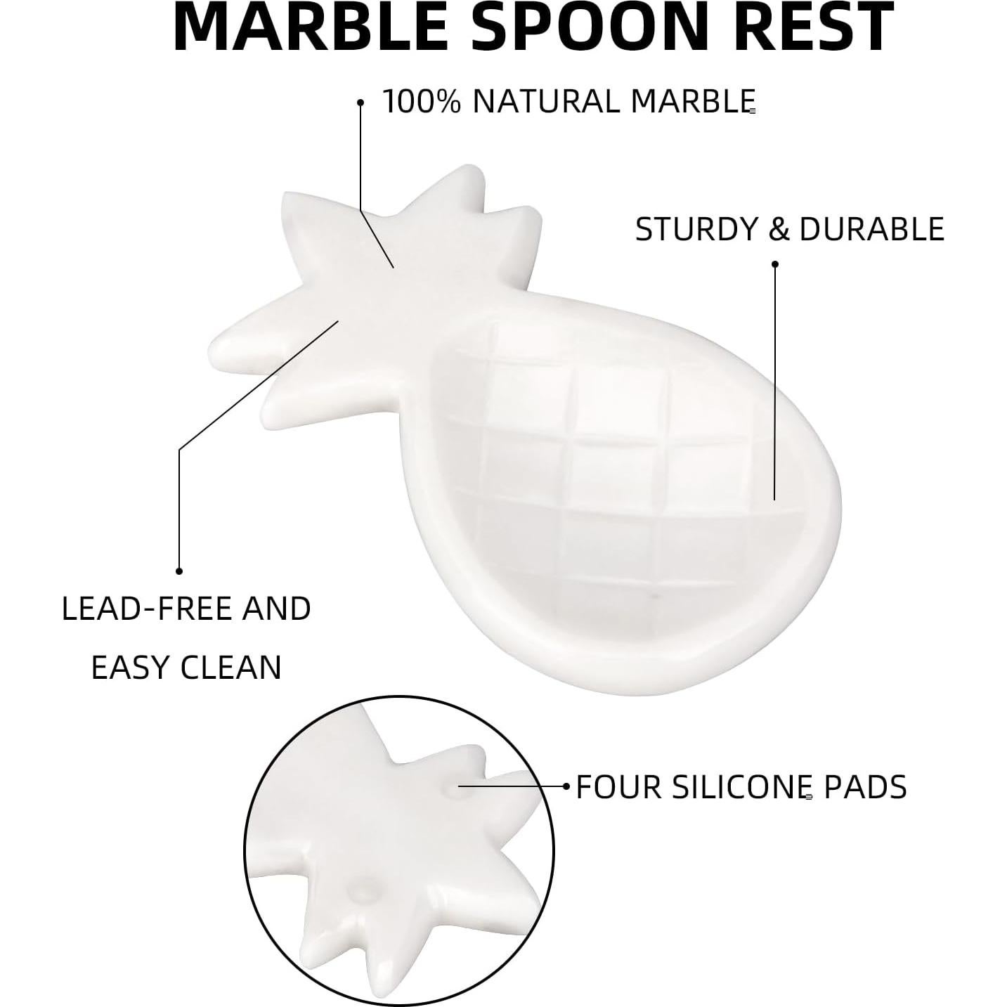 Reposapucheros de Mármol HESHIBI para Cocina Blanco 16.5x10.2 cm