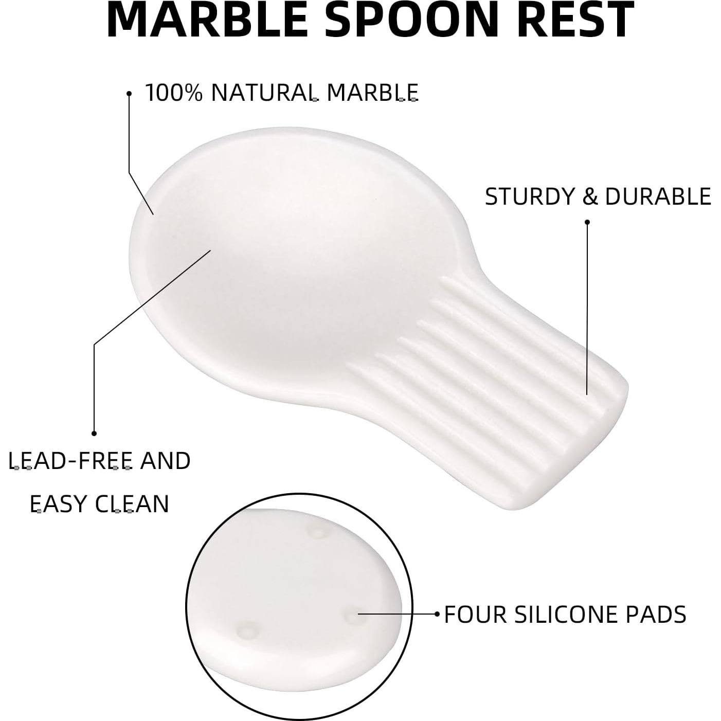 Soporte de Cuchara de Mármol HESHIBI Blanco 16.5x10.2 cm
