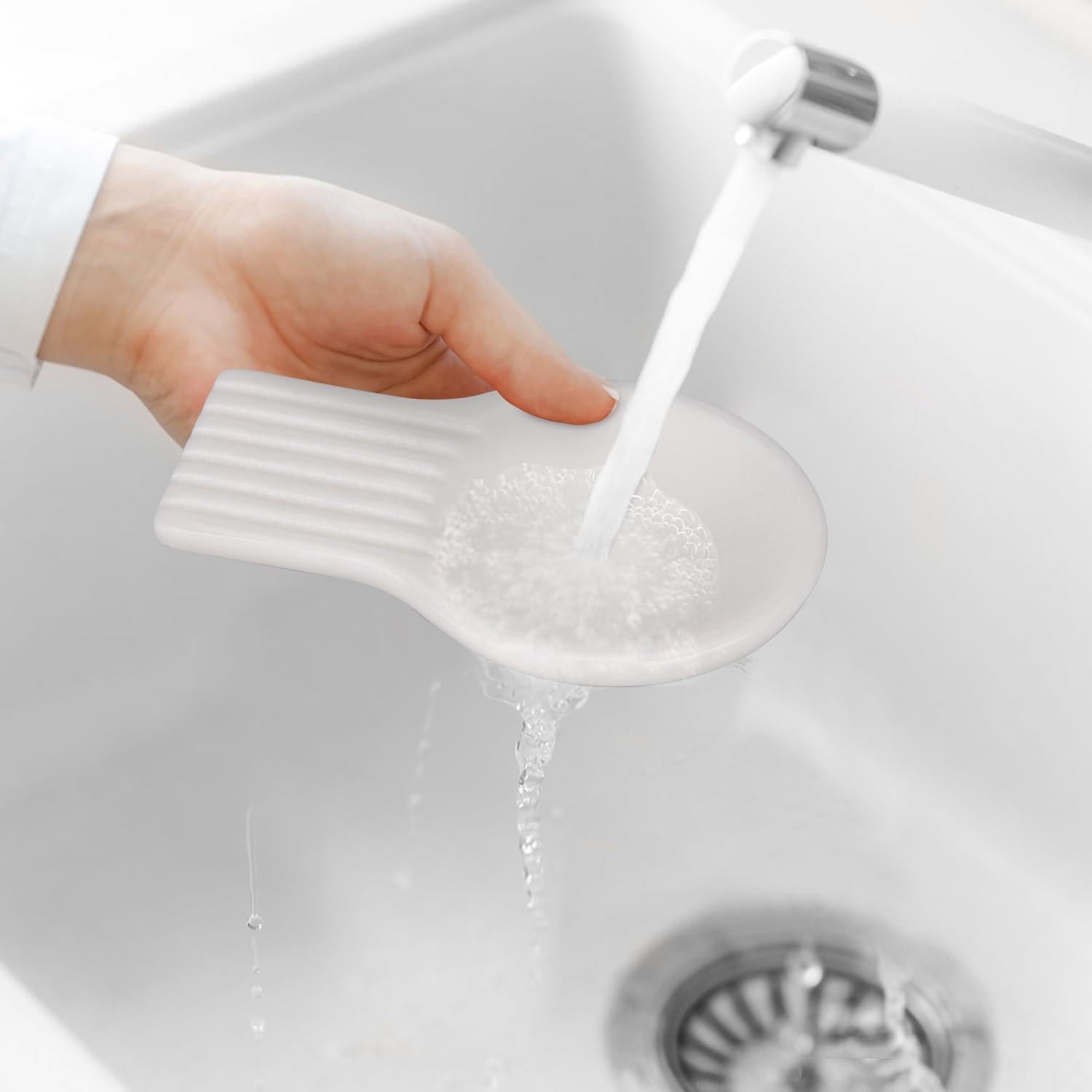 Soporte de Cuchara de Mármol HESHIBI Blanco 16.5x10.2 cm