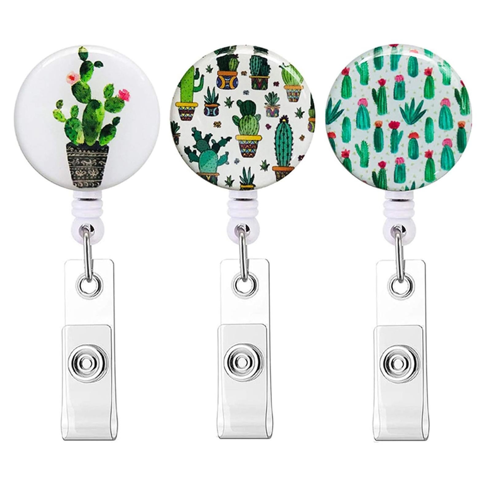 Portatarjetas Retráctil Knocent 3pack Cactus con Clip