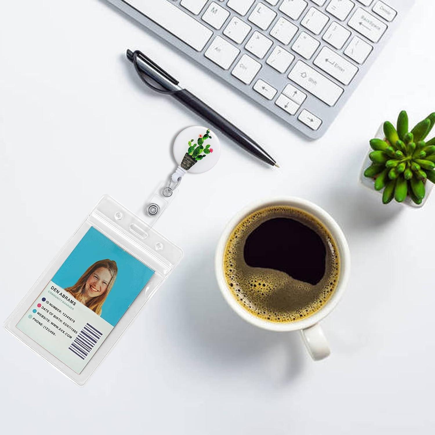 Portatarjetas Retráctil Knocent 3pack Cactus con Clip