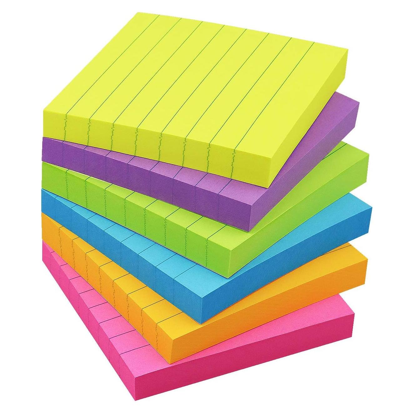 Notas Adhesivas Rayadas Lobo Oriental 3x3 cm 6 Colores 100 Hojas