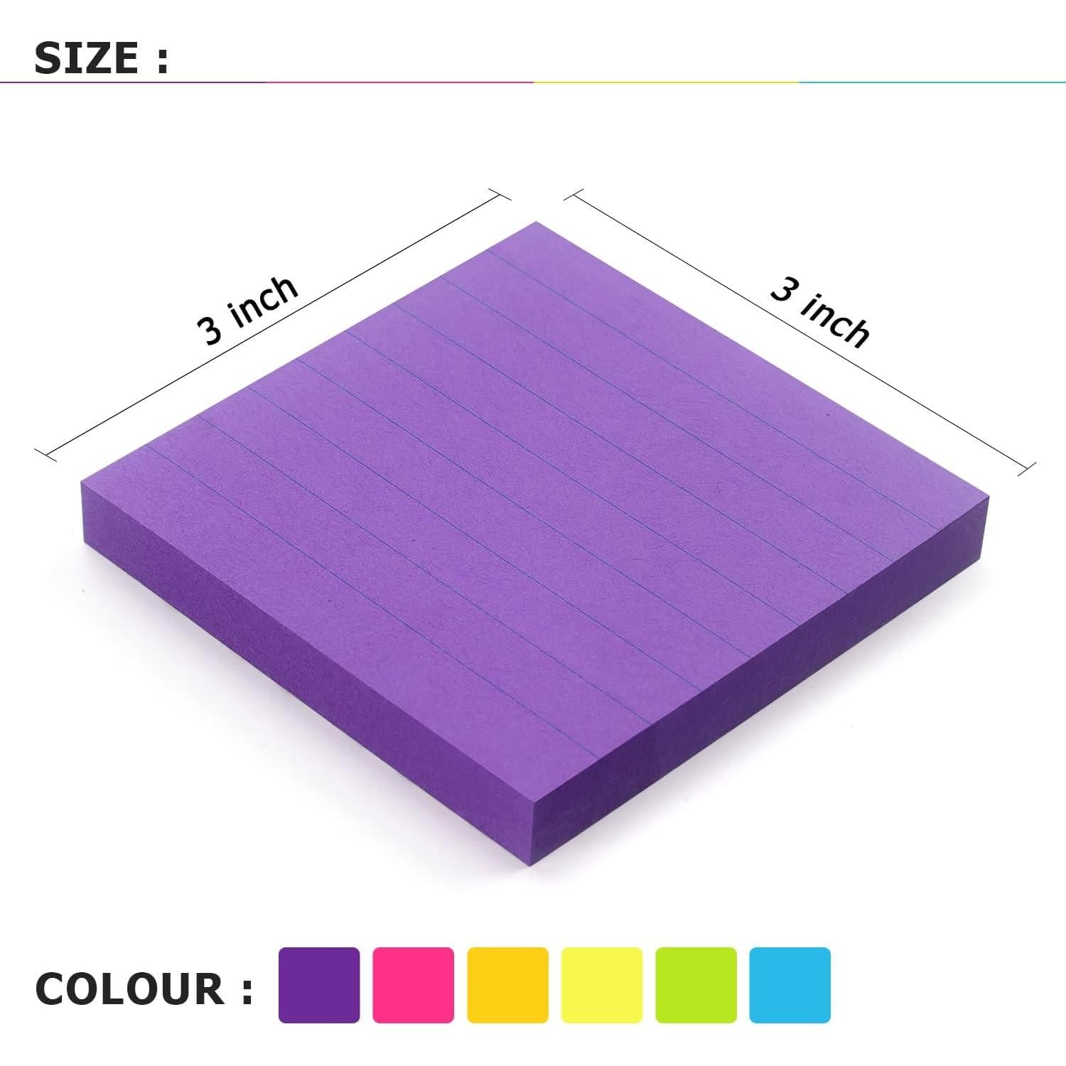 Notas Adhesivas Rayadas Lobo Oriental 3x3 cm 6 Colores 100 Hojas