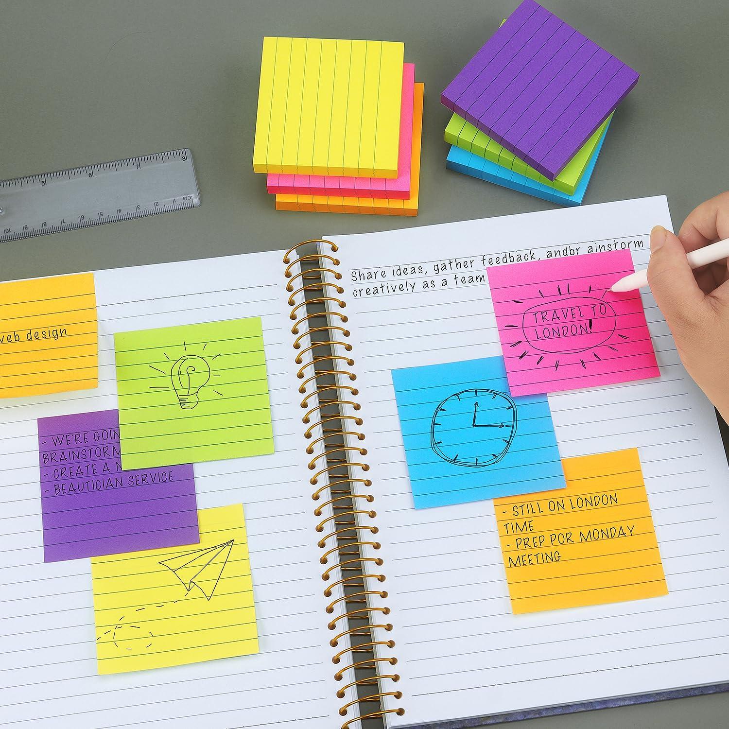 Notas Adhesivas Rayadas Lobo Oriental 3x3 cm 6 Colores 100 Hojas