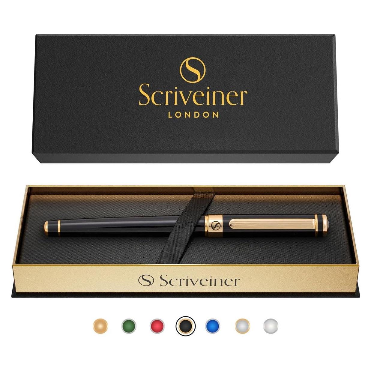 Bolígrafo Rollerball Scriveiner Negro con Oro - 0.7mm