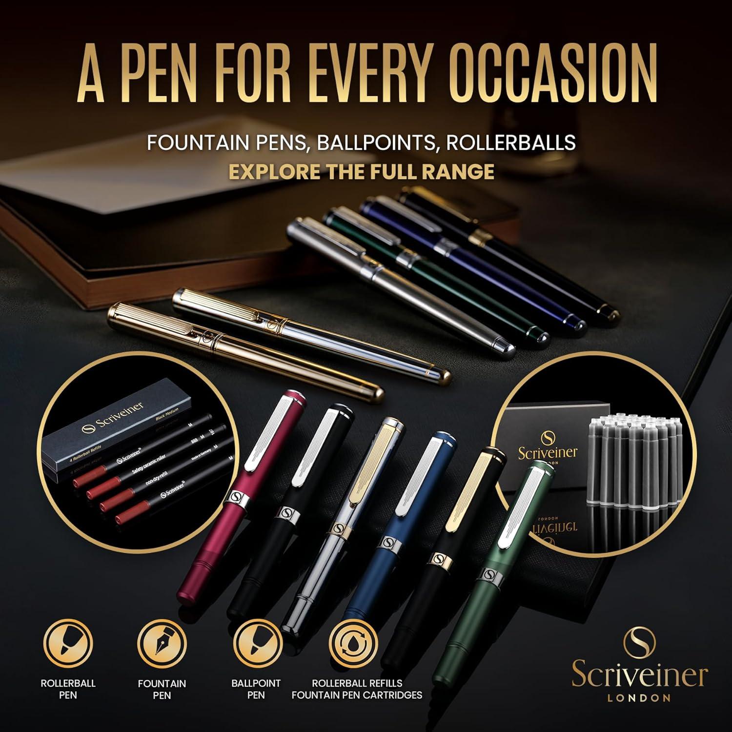 Bolígrafo Rollerball Scriveiner Negro con Oro - 0.7mm