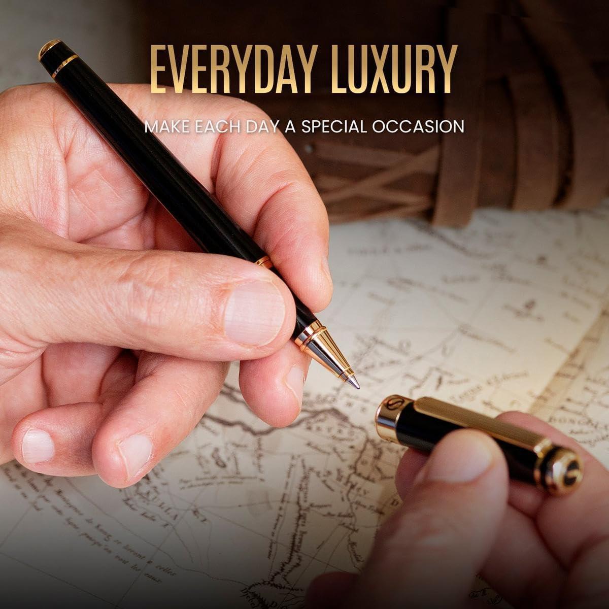 Bolígrafo Rollerball Scriveiner Negro con Oro - 0.7mm