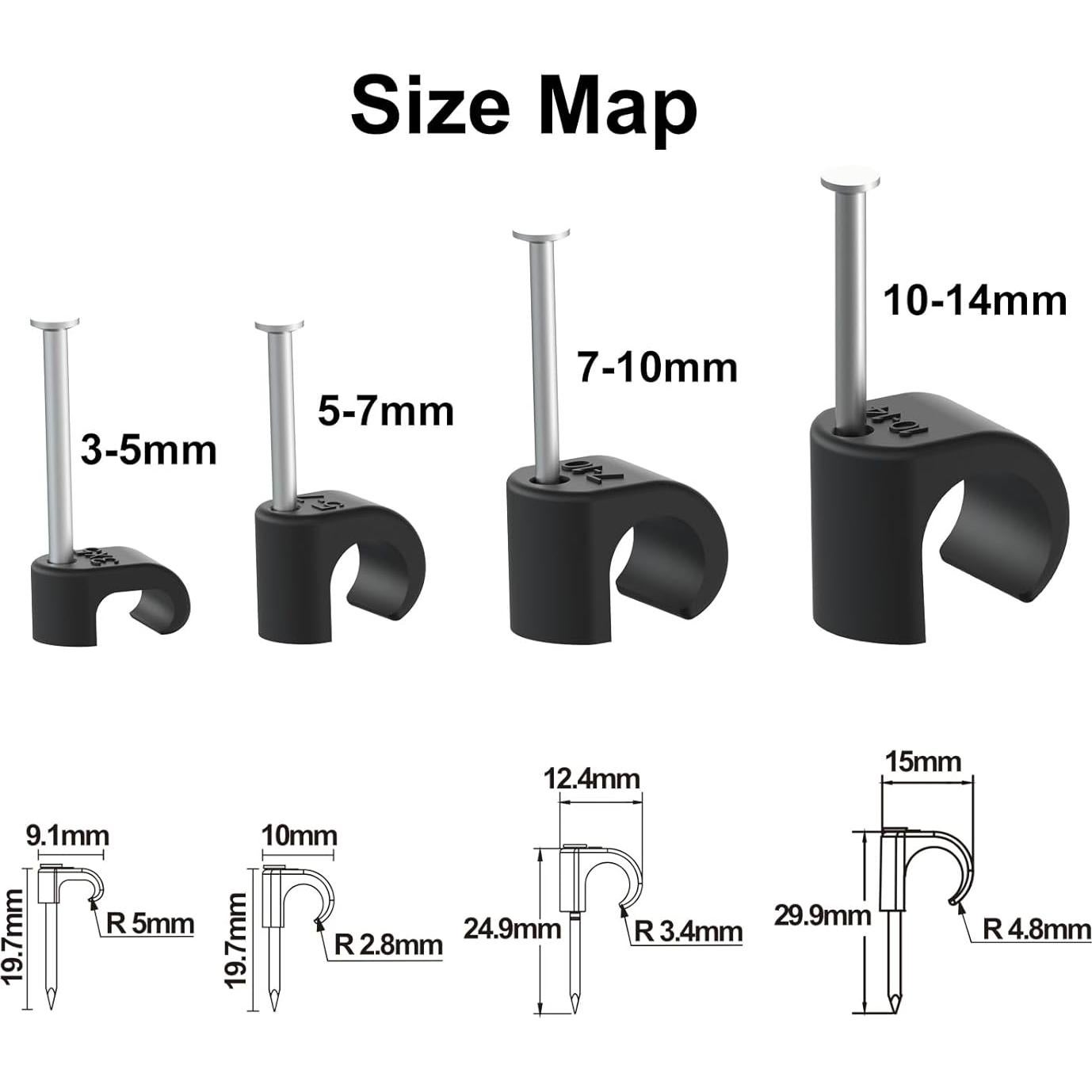 Clip de Cable Negro PolarPulse Paquete de 200 Alta Resistencia