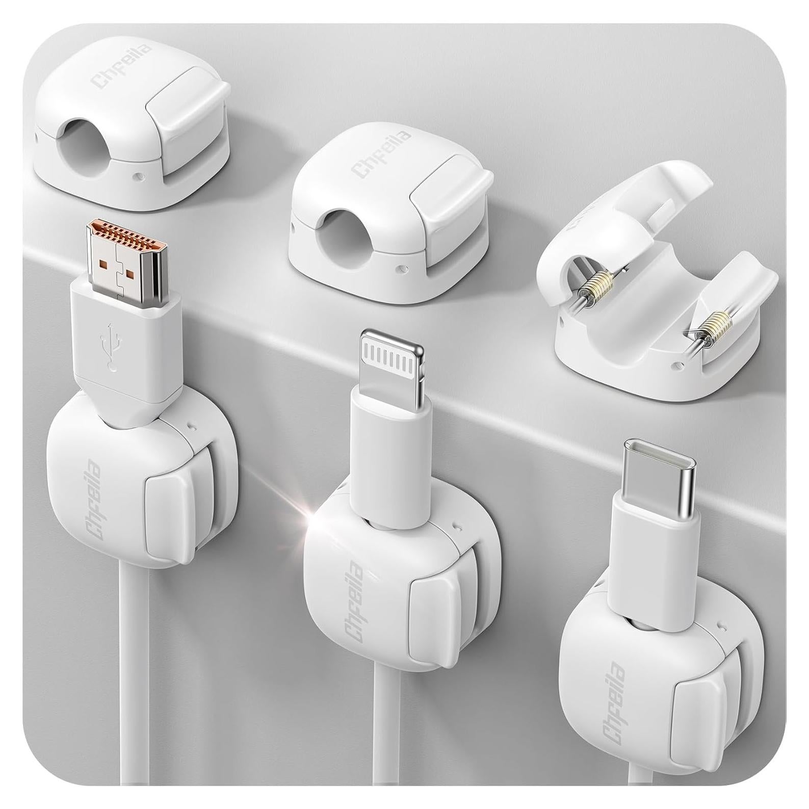 Organizador de Cables Chfeila 6 Pack Adhesivo Blanco Compacto