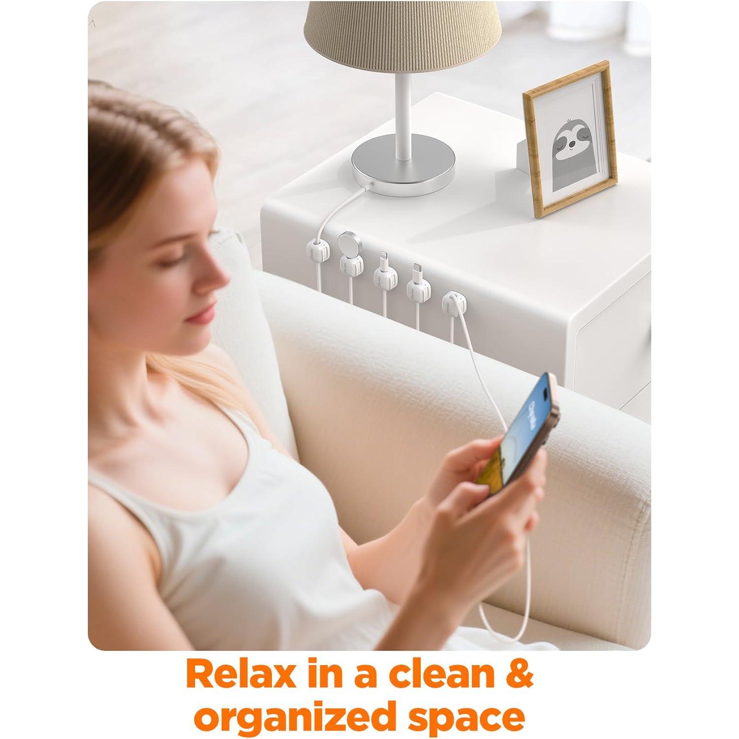 Organizador de Cables Chfeila 6 Pack Adhesivo Blanco Compacto