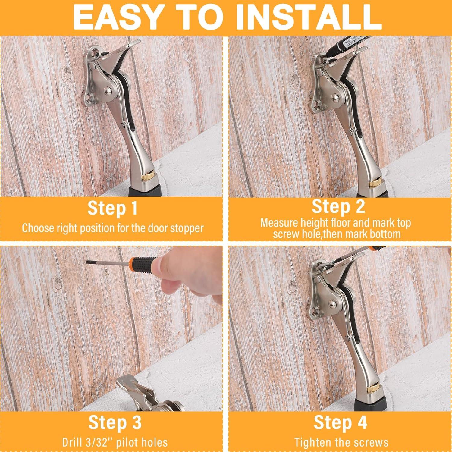 Tope de Puerta Kenning 6 Pcs Ajustable Metal 20 cm Plata