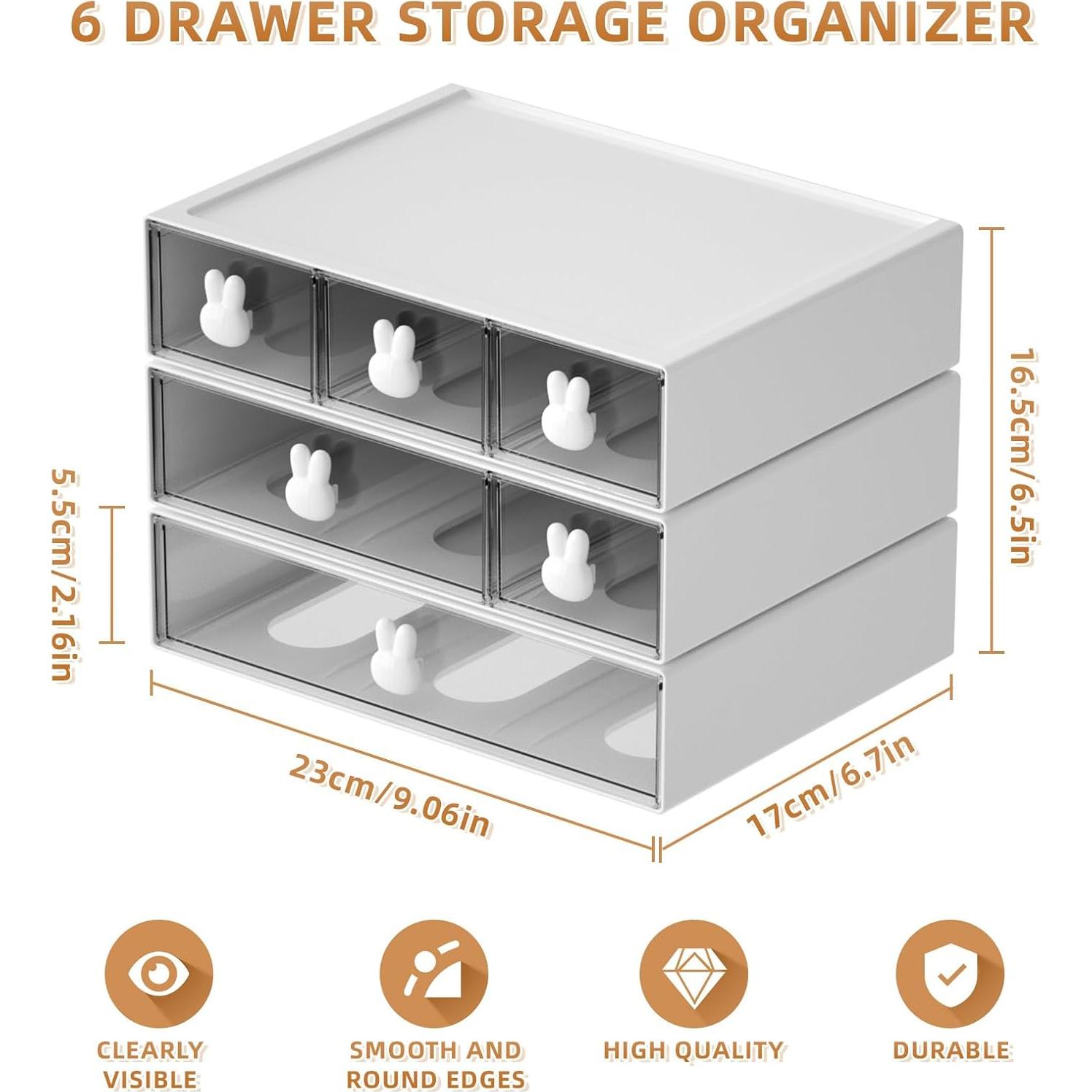 Organizador de Escritorio Marbrasse 6 Cajones Apilables ABS