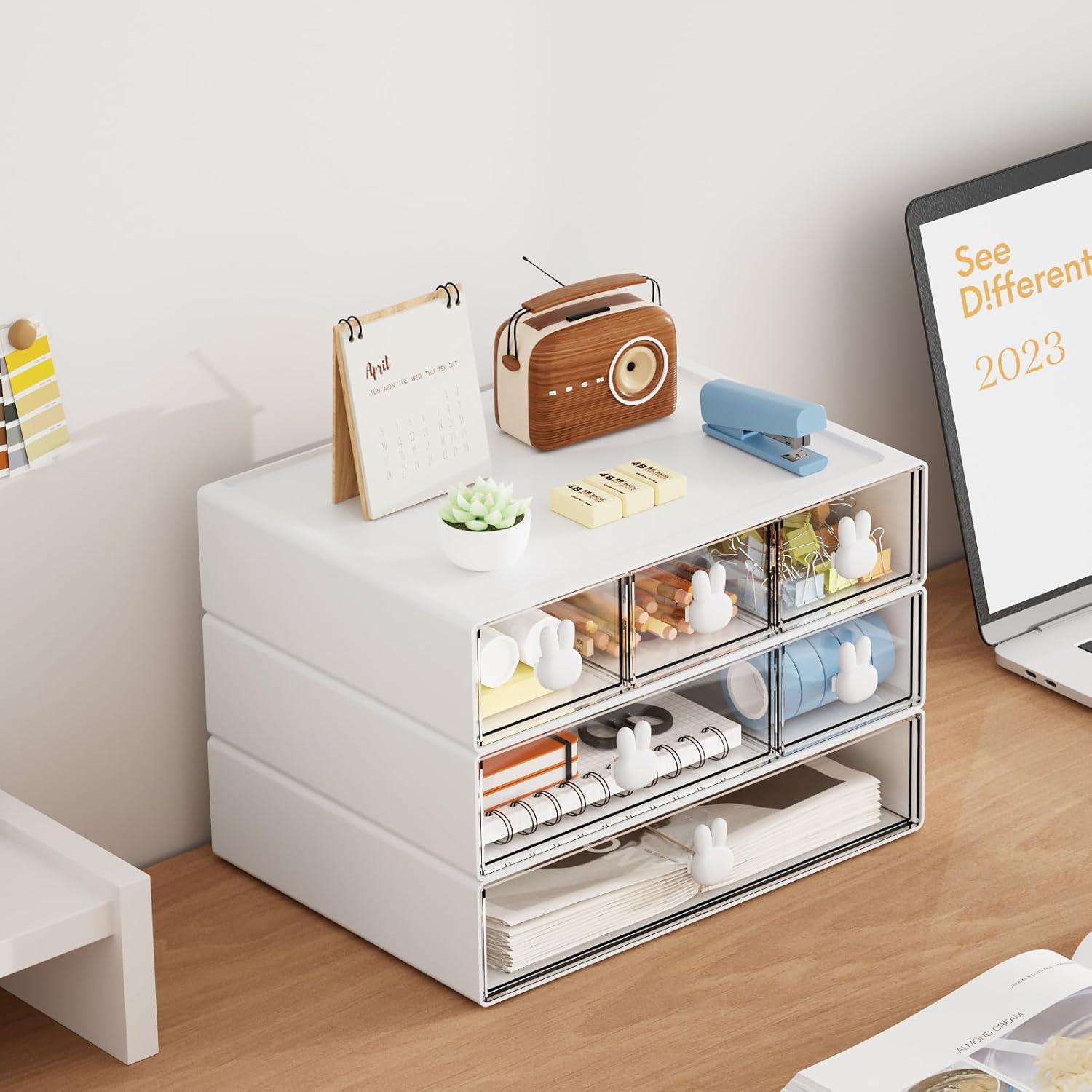 Organizador de Escritorio Marbrasse 6 Cajones Apilables ABS