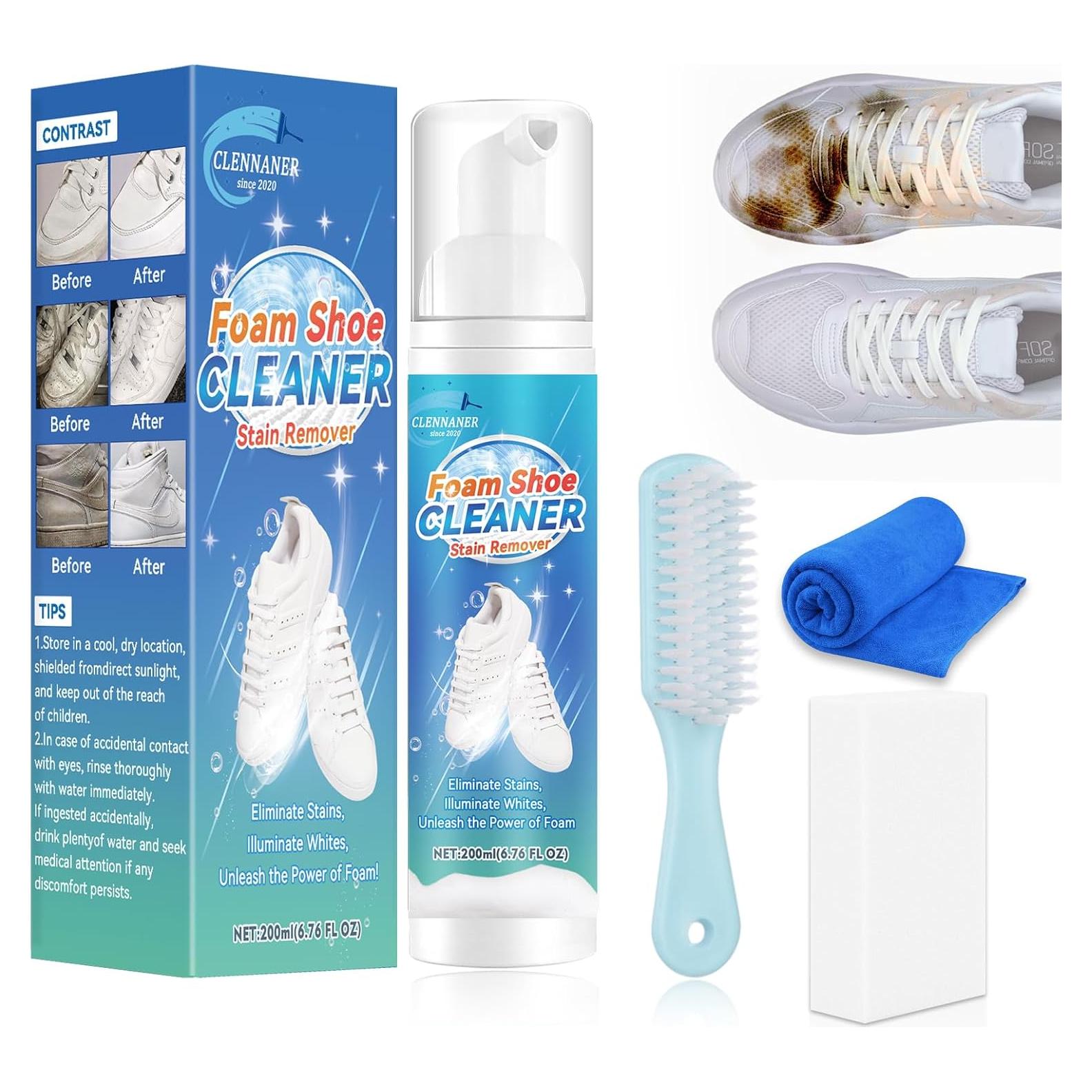 Kit de Limpieza de Zapatos Blanco 190.5 ml con Cepillo y Toalla
