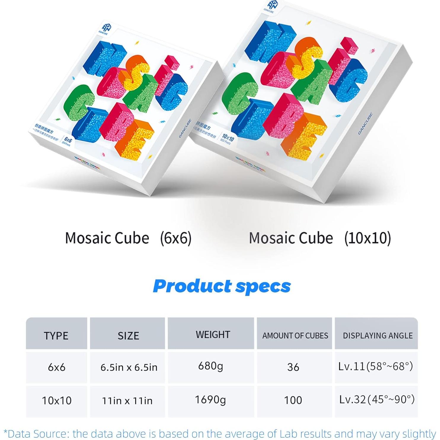 Cubo Mosaico GAN 6x6 con 36 Mini Cubos y Placa de Rompecabezas