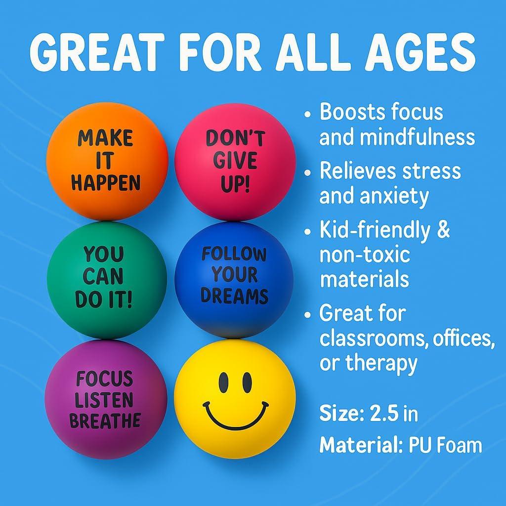 Pelotas Antiestrés DLY Lifestyle - 6 Unidades 6.3 cm