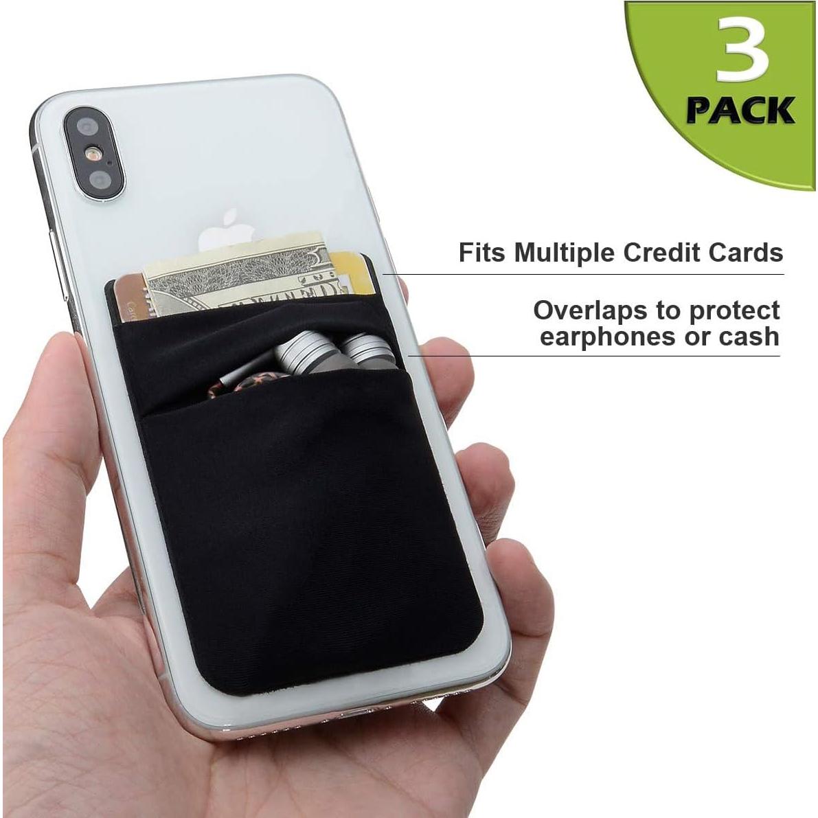 Soporte Adhesivo para Tarjetas de Teléfono Wensor 3 Pack Negro