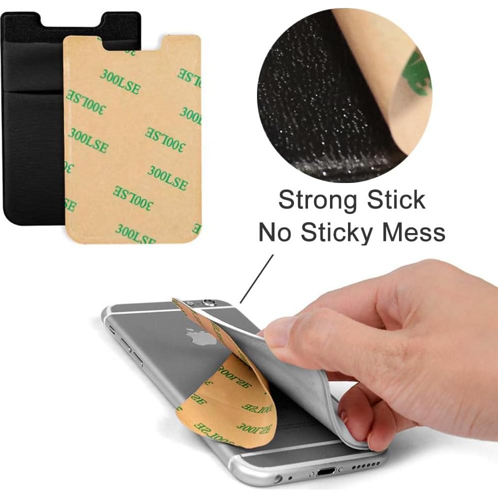 Soporte Adhesivo para Tarjetas de Teléfono Wensor 3 Pack Negro