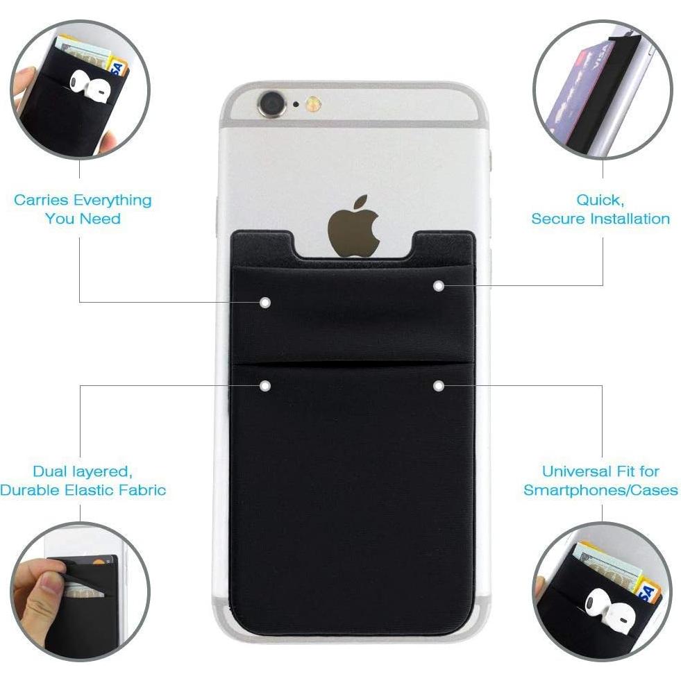 Soporte Adhesivo para Tarjetas de Teléfono Wensor 3 Pack Negro