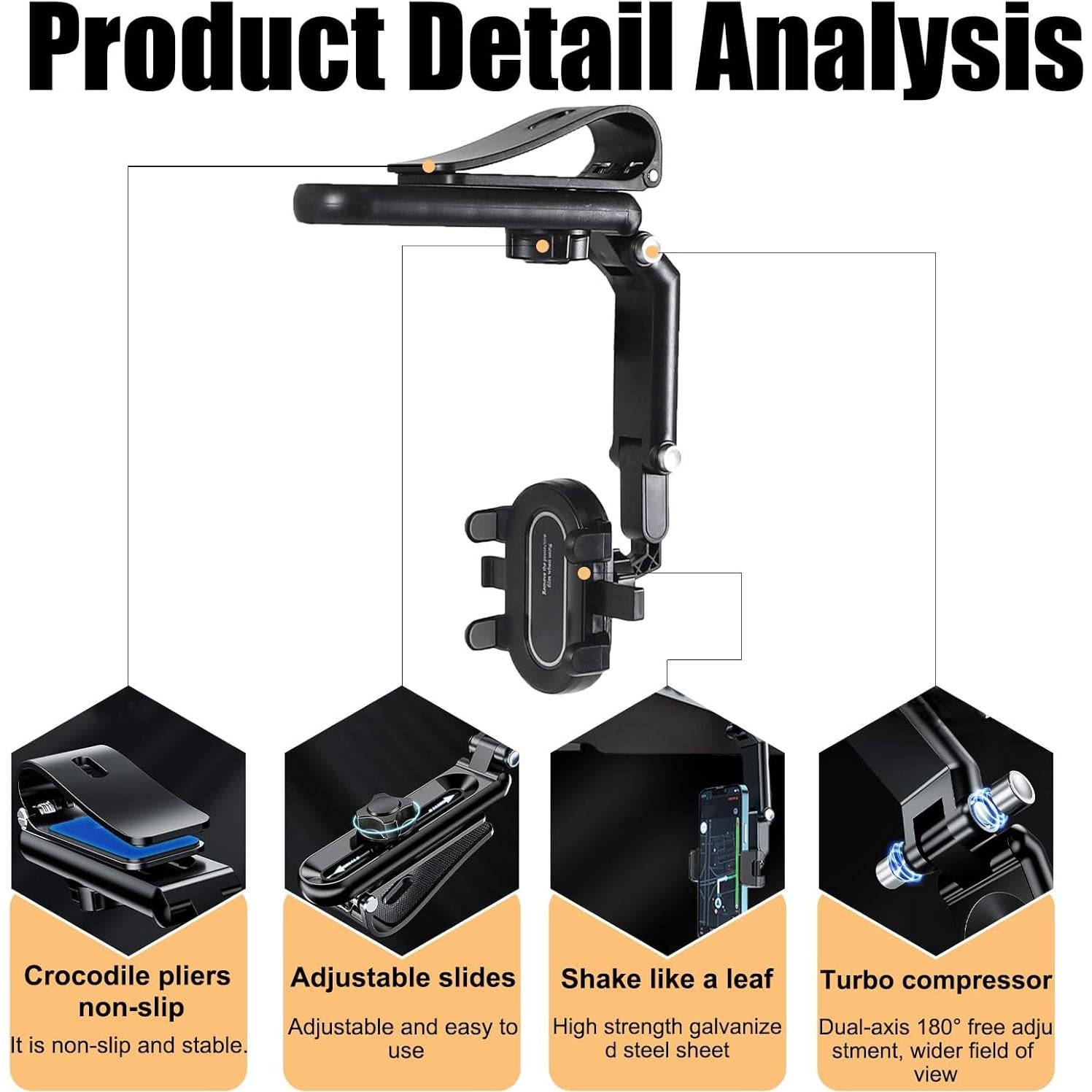 Soporte para Teléfono de Coche Hbxdeco Visera Ajustable 360°