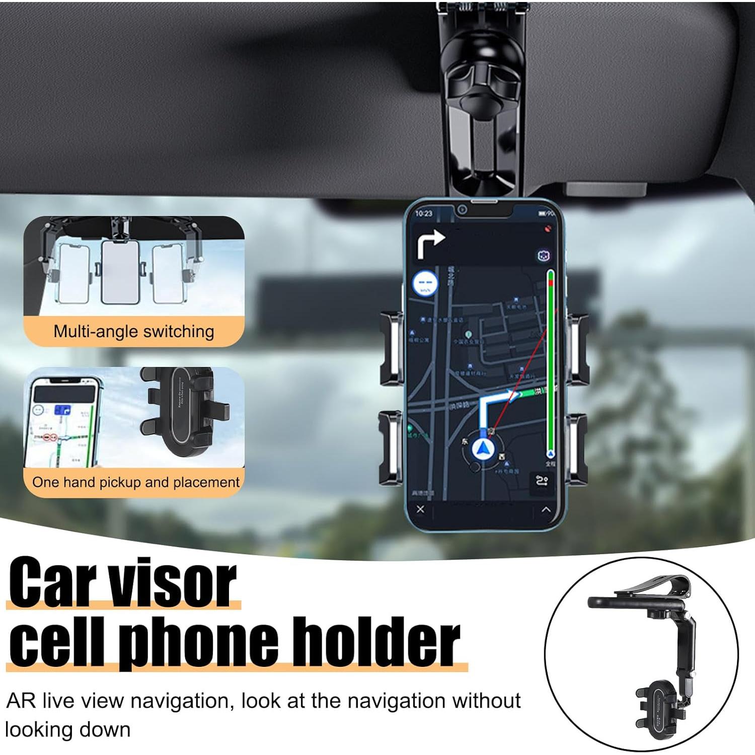 Soporte para Teléfono de Coche Hbxdeco Visera Ajustable 360°
