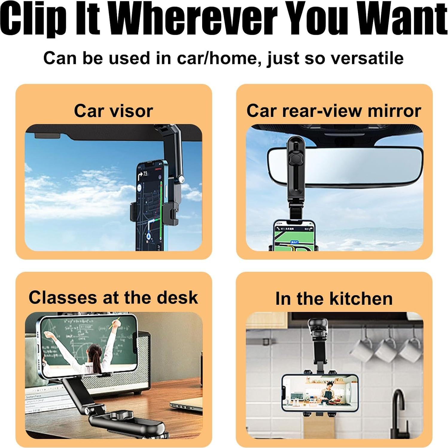 Soporte para Teléfono de Coche Hbxdeco Visera Ajustable 360°