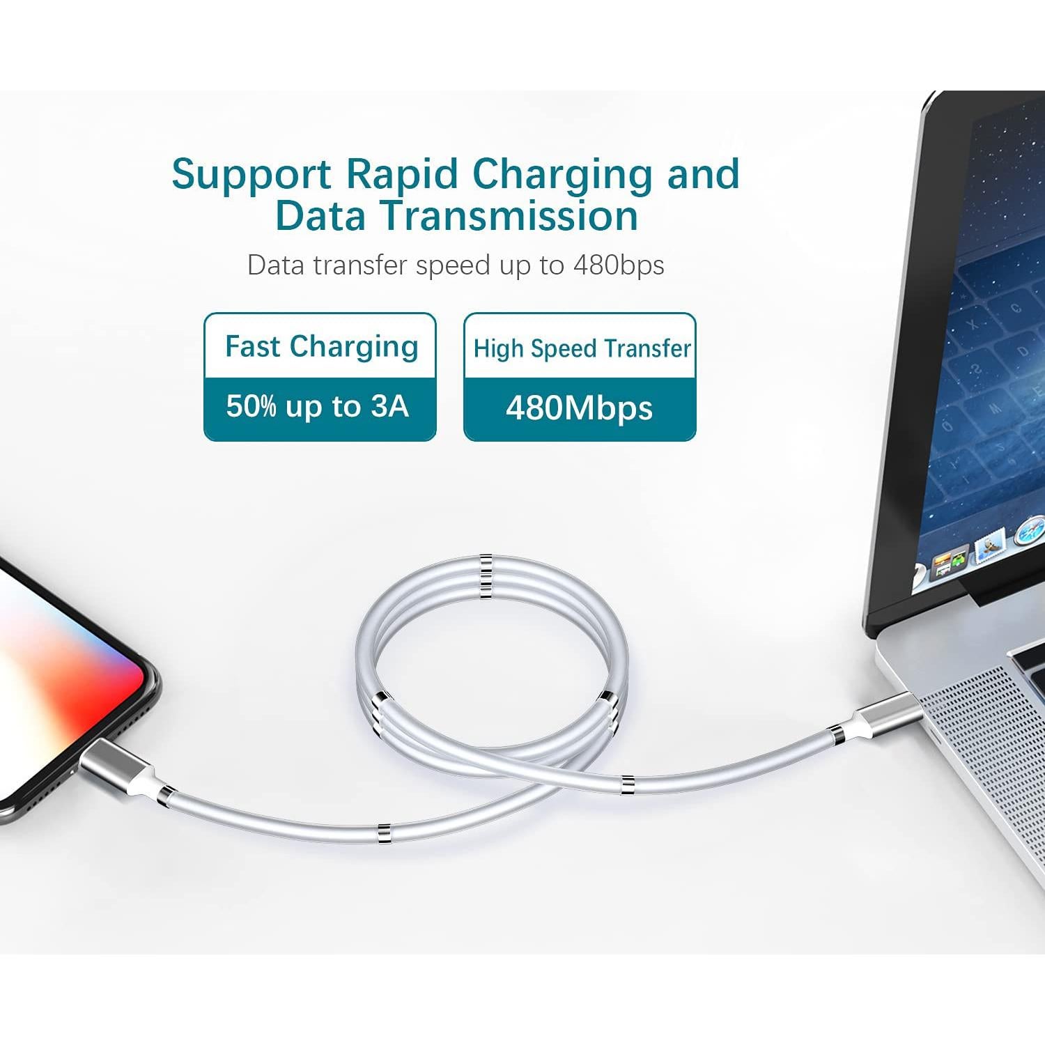 Cable Magnético Tipo C a Lightning AICase 0.91m Carga Rápida