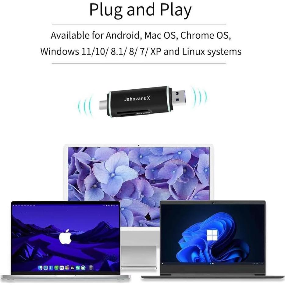 Lector de Tarjetas SD Jahovans X USB-C 3.0 Doble Conector