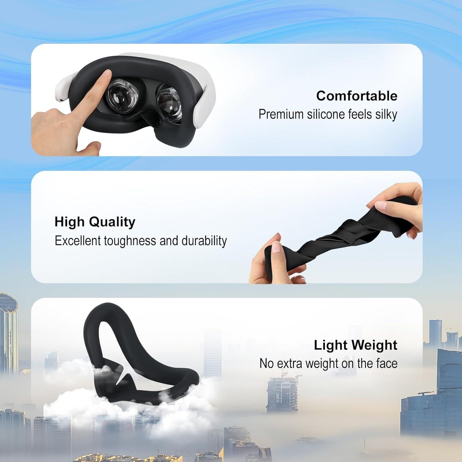 Pad de cara de silicona CBDYWVR para Meta Quest 3S - Negro