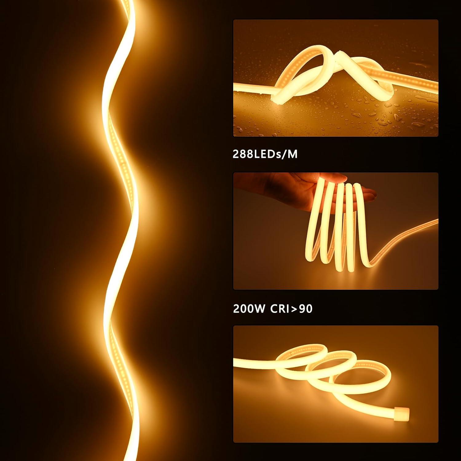 Tira de LED COB 20m ZHONG YI 2700K IP65 Impermeable 200W