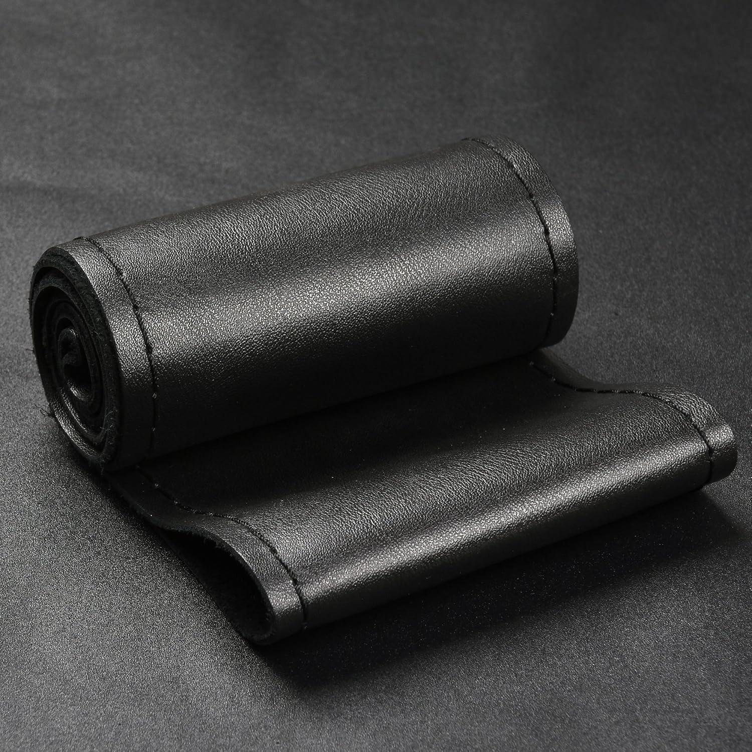 Cubierta de Volante de Cuero Genuino BMLEI 15" Antideslizante