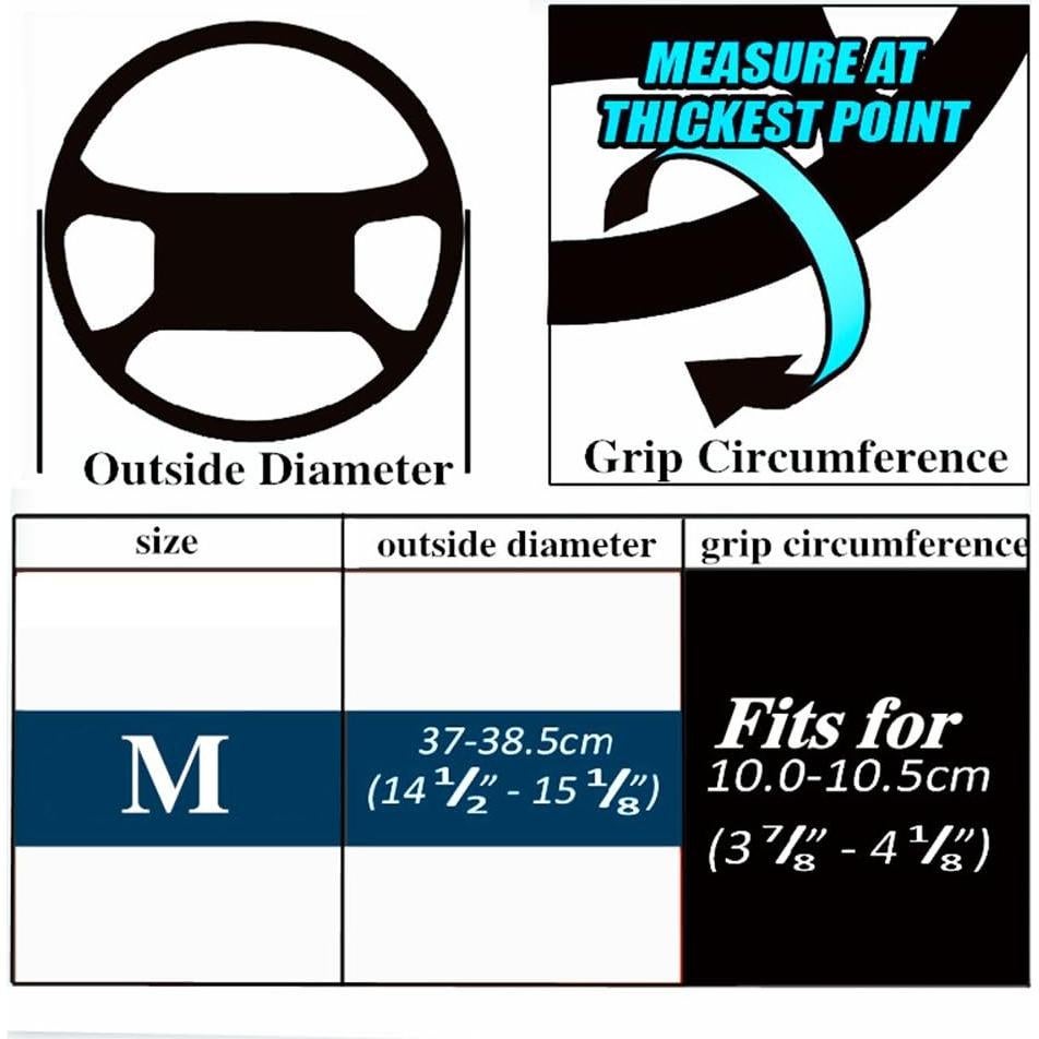Cubierta de Volante de Cuero Genuino BMLEI 15" Antideslizante