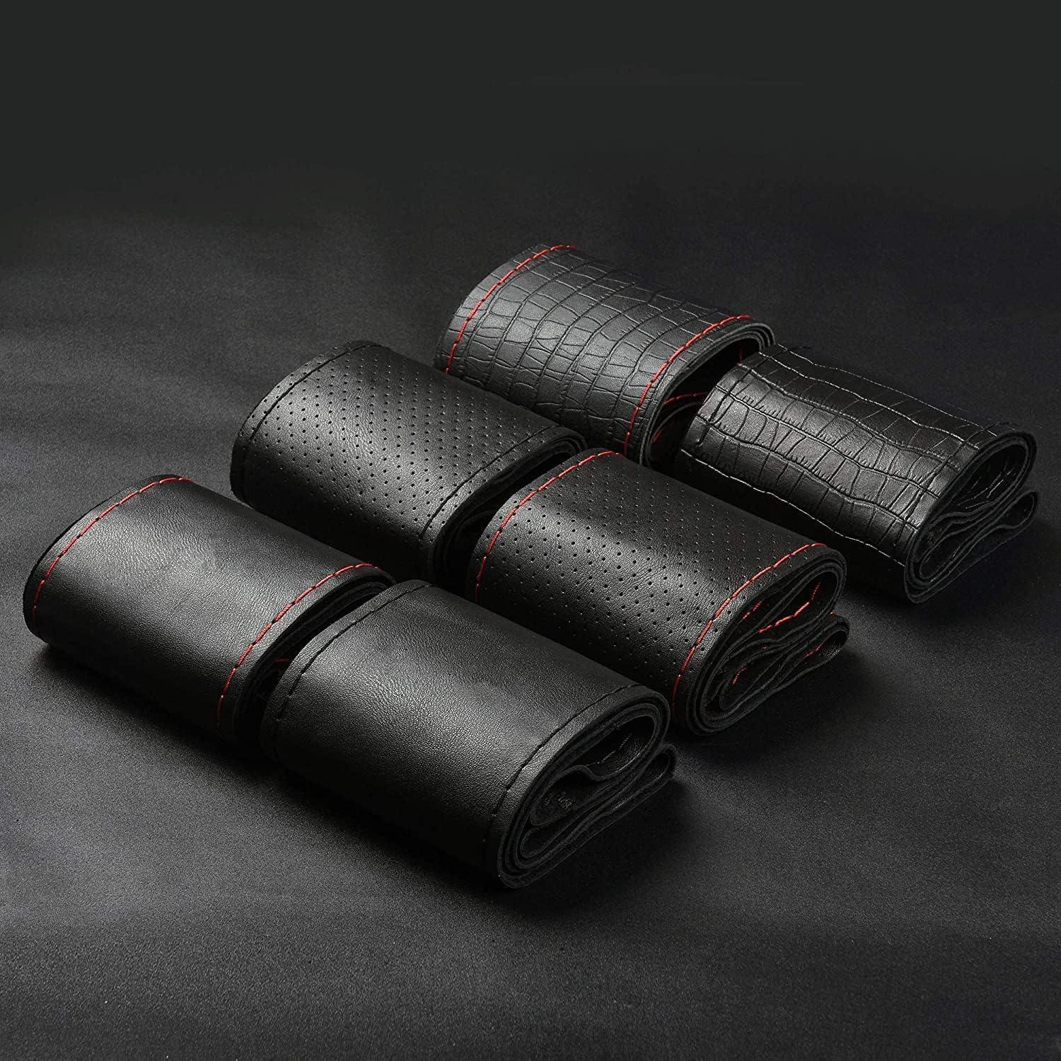 Cubierta de Volante de Cuero Genuino BMLEI 15" Antideslizante