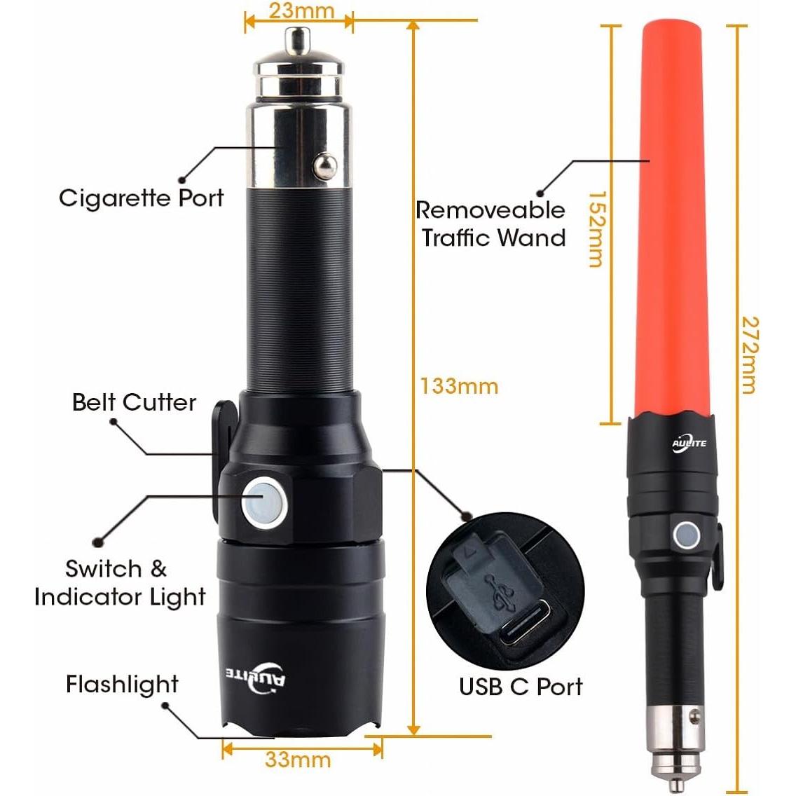 Linterna de Seguridad AULITE ACL-009 Recargable USB C 500 Lúmenes