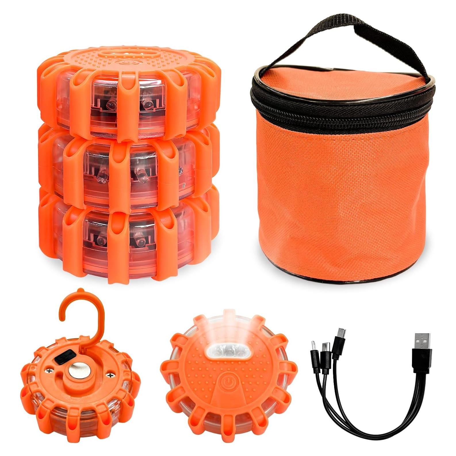 3 PCS Señales de Carretera LED SHMZK Recargables 9 Modos