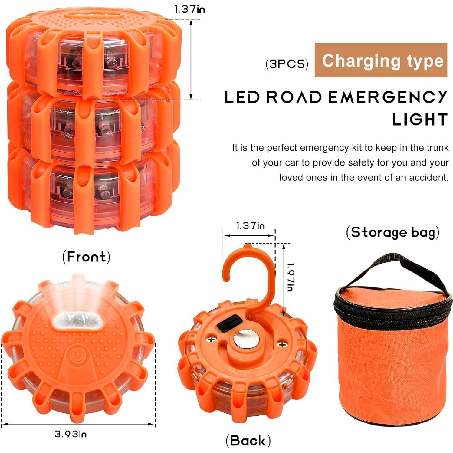 3 PCS Señales de Carretera LED SHMZK Recargables 9 Modos