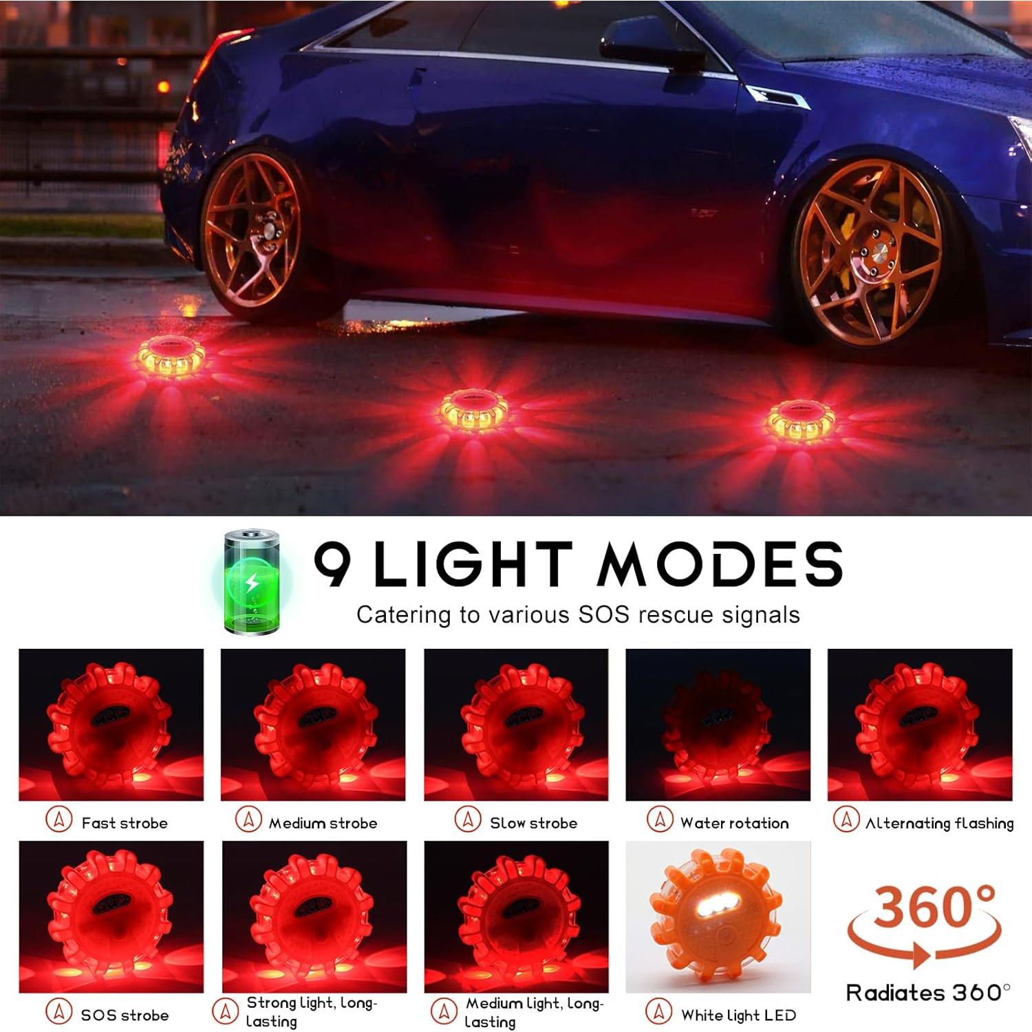 3 PCS Señales de Carretera LED SHMZK Recargables 9 Modos