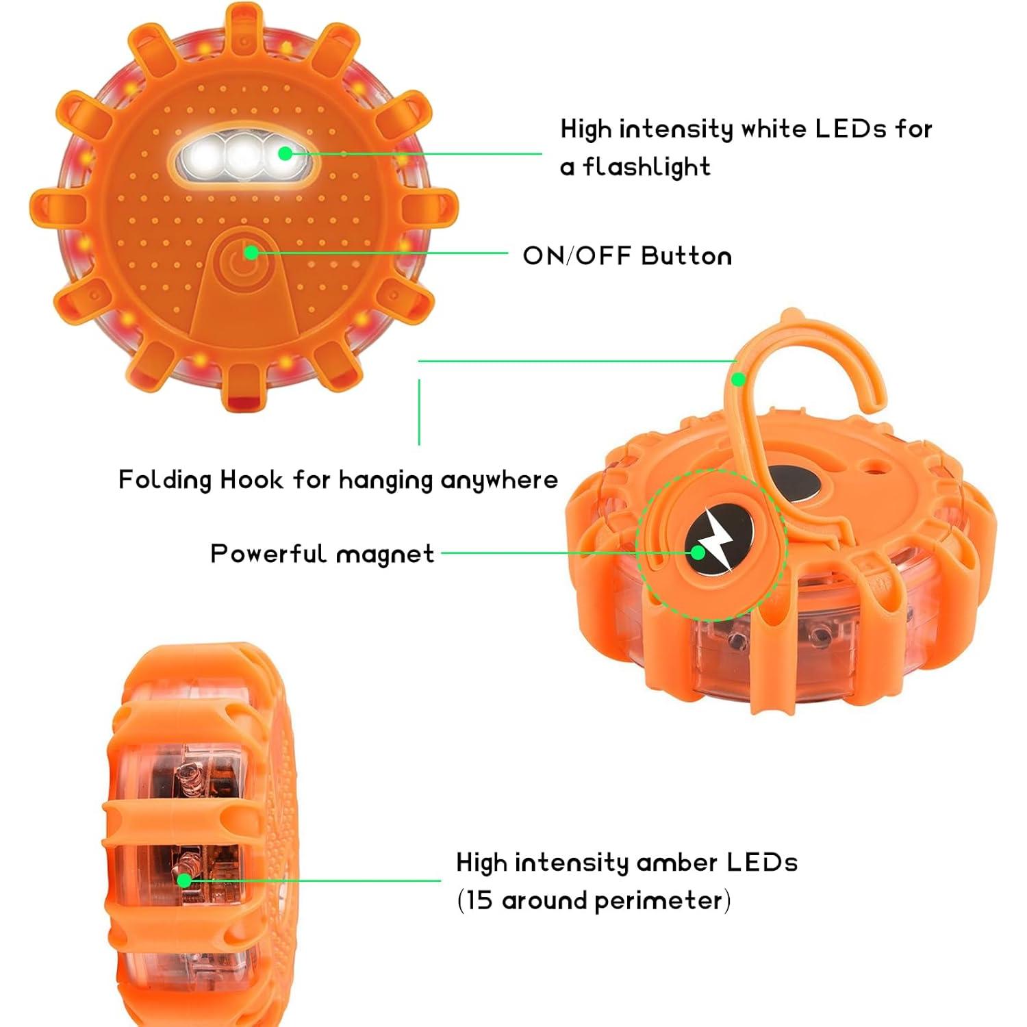 3 PCS Señales de Carretera LED SHMZK Recargables 9 Modos