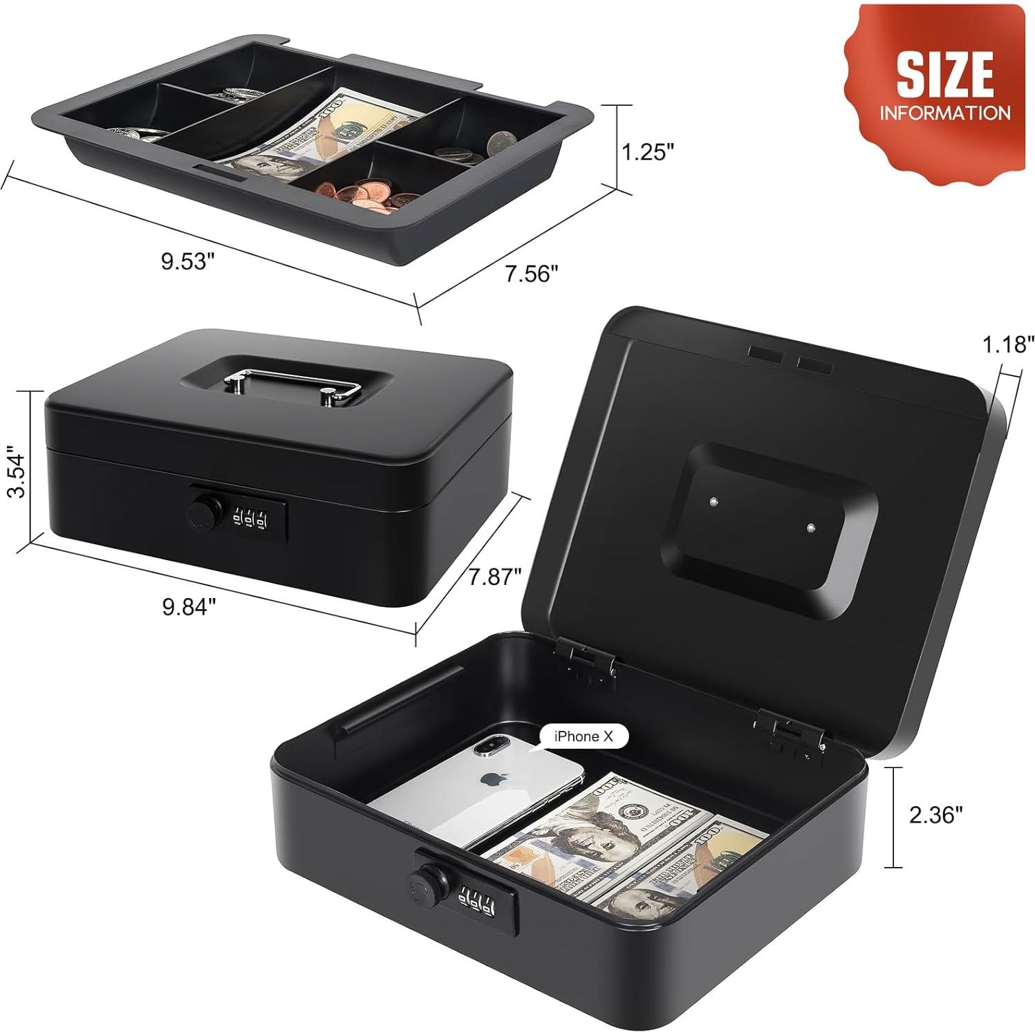 Caja de Dinero Goehiaul con Cerradura de Combinación 25x20x9cm